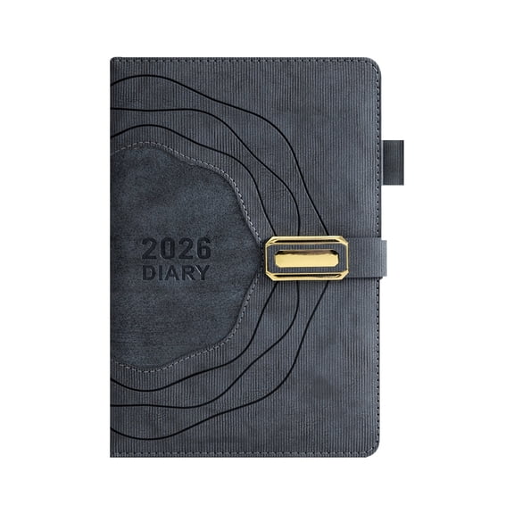 Clearance! Campus Notebook 2026 Planner Layout with Daily Thickened Pages & Reinforced Hardcover Elegant Blue/Golden Design Organizer for Home Or Ideal Year Or Birthday for Adults Sophisticated