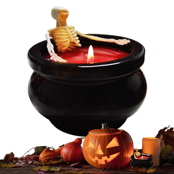 Clearance Candles & Holders under $15,Halloween Skeleton Candle Candles Skeleton Decor Candles Captivating Seasonal Soft And Consistent Glow 9.5x9.5x12cm For Mantle Outdoor Tabletop Farmhou