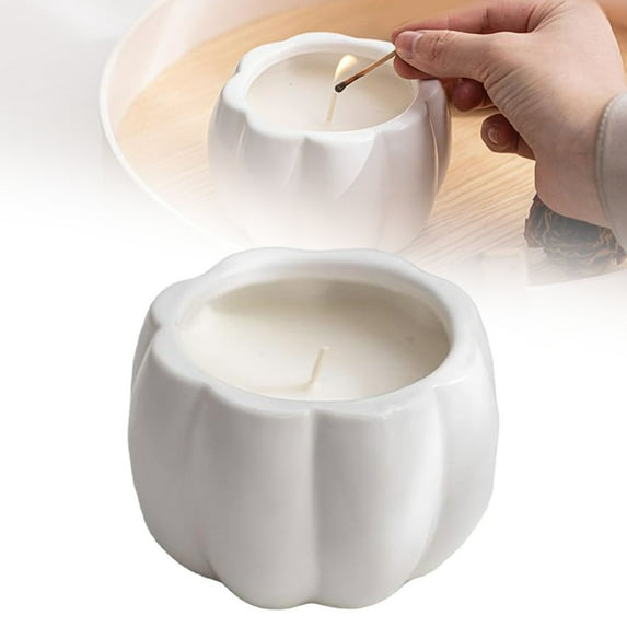 Clearance Candles & Holders under $15,Pumpkin Shaped Candle With Ceramic Pumpkin Jar Scented Fall Candles Thanksgiving Autumn Table Centerpiece Tealight Decoration Halloween Farmhouse Home Fragr