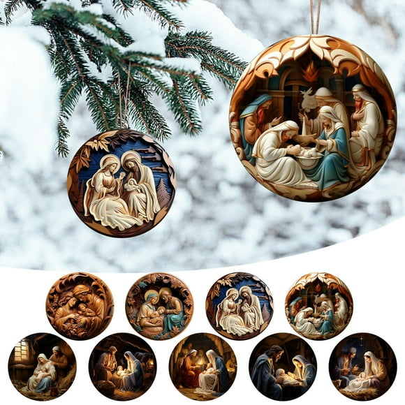 PALIFEUR Christmas Ornaments, Xmas Nativity Ornaments Christmas Tree Decorations, Christmas Hanging Ornament for Holiday, Party, Home