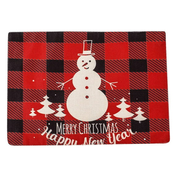 Clearance! Caoblia Christmas Placemats 12x18" Linen Washable Wipeable Heat-Proof Christmas Embroidery Placemats for Kitchen, Dining Table, Holiday, Party Decor Supplies, Christmas Decorations