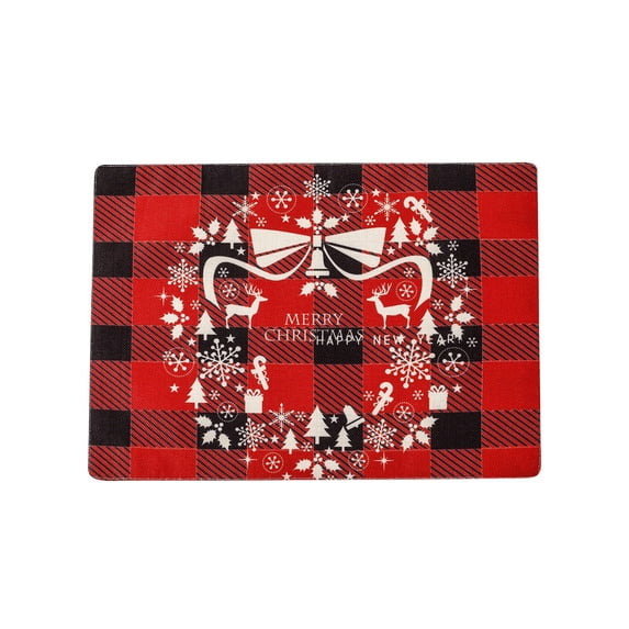 Clearance! Caoblia Christmas Placemats 12x18" Linen Washable Wipeable Heat-Proof Christmas Embroidery Placemats for Kitchen, Dining Table, Holiday, Party Decor Supplies, Christmas Decorations