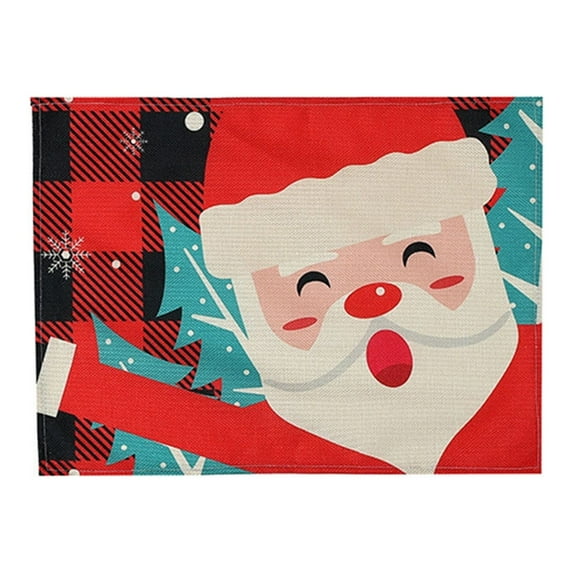 Clearance! Caoblia Christmas Placemats 12x18" Washable Wipeable Heat-Proof Christmas Printing Placemats for Kitchen, Dining Table, Holiday, Party Decor Supplies, Christmas Decorations