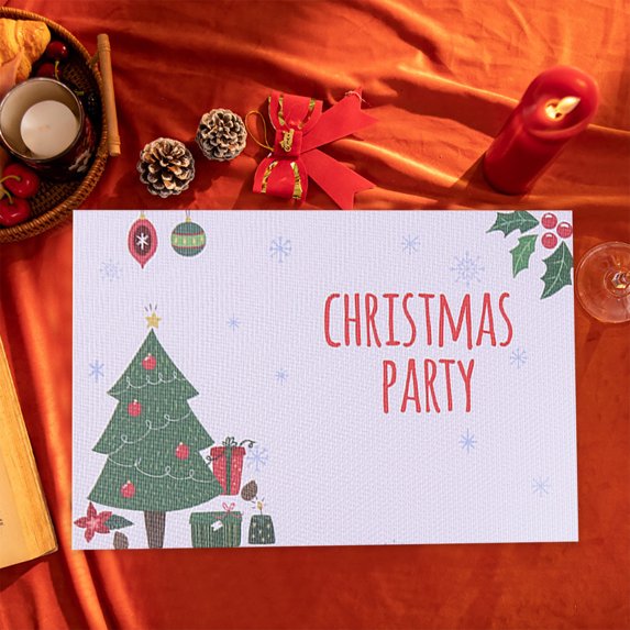 Clearance! Caoblia Christmas Placemats 12x18" Washable Wipeable Heat-Proof Christmas Printing Placemats for Kitchen, Dining Table, Holiday, Party Decor Supplies, Christmas Decorations