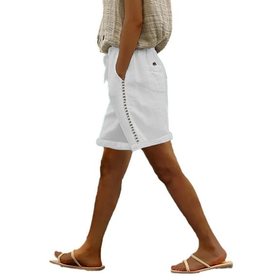 Clearance Capri Pants Womens Lounge Pants with Pockets Shorts Pants Summer Elastic Waist Casual Linen Pockets Pants