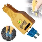 Clearance Car Fuse Tester and Puller Tool, 2 In 1 Automotive Fuse Removal Tool with Adjustable Probe, Indicator Light, Compatible with Blade and Glass Fuses, Compact Yellow Design