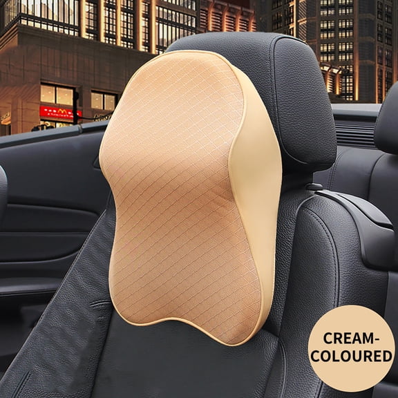 Car Neck Pillow with Adjustable Strap for Neck Pain Relief/Driving, 100% Memory Foam & Breathable Removable Cover, Ergonomic Design - Super Soft Travel Car Headrest Pillow for neck support