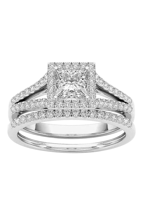 Clearance!Carat Princess Cut Square Cubic Zirconia Engagement Ring with Wedding Band Set for Women,Womens Rings 2-in-1 Set Detachable Shiny Diamond Set Engagement Wedding Rings Inlaid Zircon