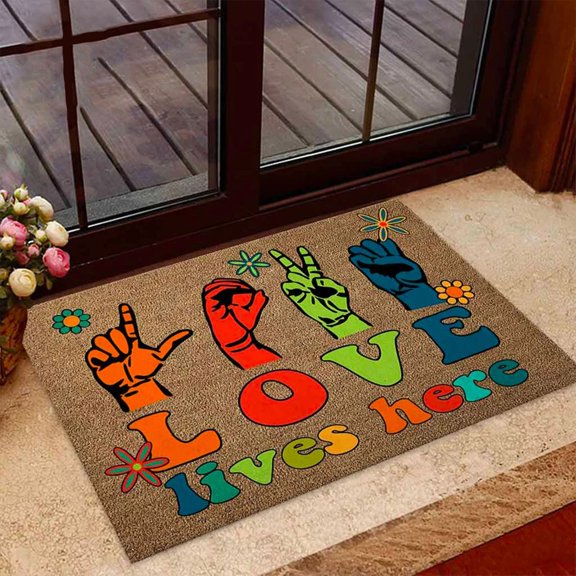 Clearance Carpet Under $10 Fun Sign Language Gesture Floor Mat Welcome Door Mat Polyester Door Mat