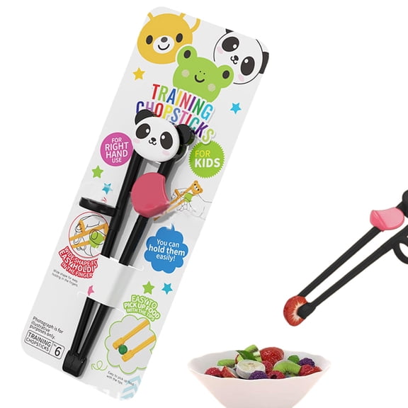 Clearance Cartoon Animal Chopsticks Helper,Reusable Silicone Training Tool Adjustable Finger Rest Beginner Eating Tableware,6.1"×1.97",1 Pair (Panda)