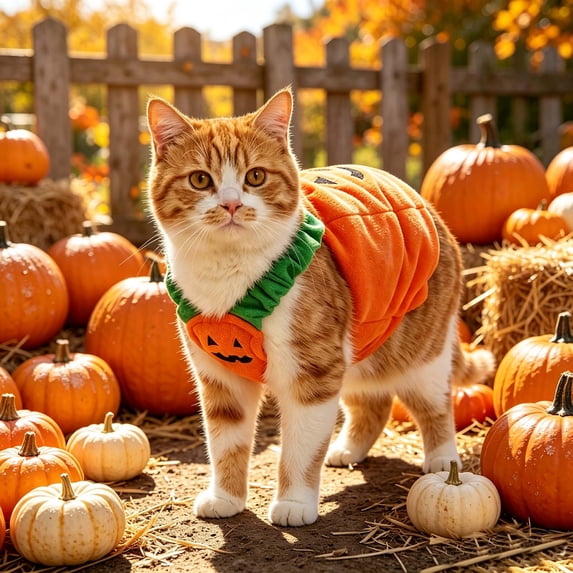 Clearance Cat & Dog Pumpkin Costumes Halloween Thanksgiving Pumpkin Jack-o'-lantern Animal Cosplay for Medium Dogs Holiday Decoration Pet Parties Dress up