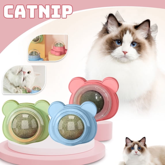 Clearance! Catnip Chew Toy Bear - Spinning Licking Ball, Teeth Cleaning, Soft Plush, Stress Relief, Great for Kittens,Green