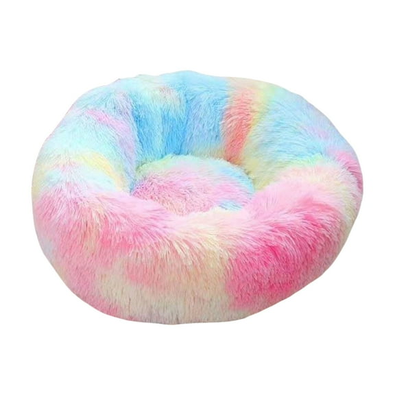 Hvmvliv Cats Bed Cats Bed for Indoor Cats and Dogs Beds for Small Cats and Dogs Colorful Round Plush Cats Nests Thicken Soft Warm Comfy Pet Cushion 18.9x18.9in
