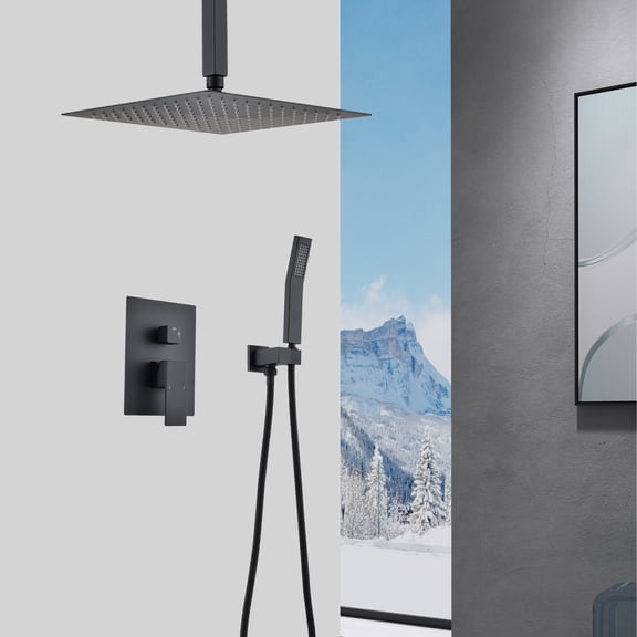 Clearance! Ceiling Mounted Shower System Combo Set with Handheld and 12"Shower head