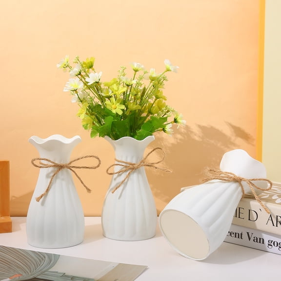 Clearance!Ceramic Flower Vase for Home Decor - Modern 6.9 inch Tall Decorative Vases for Flowers - Shelf, Table Centerpieces, Kitchen Unique Decor for Rustic Farmhouse Living Room, Gift (white-B)