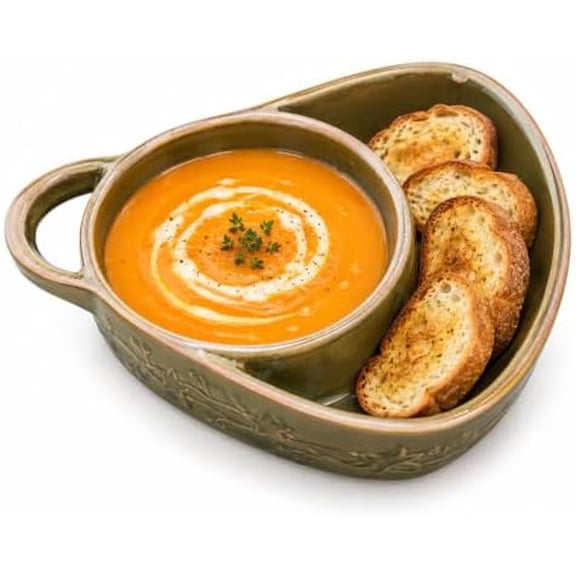 Clearance! Ceramic Soup And Sandwich Bowl, 2-in-1 Split Bowl with Handle, Microwave & Dishwasher Safe Breakfast Bowl for Home Kitchen