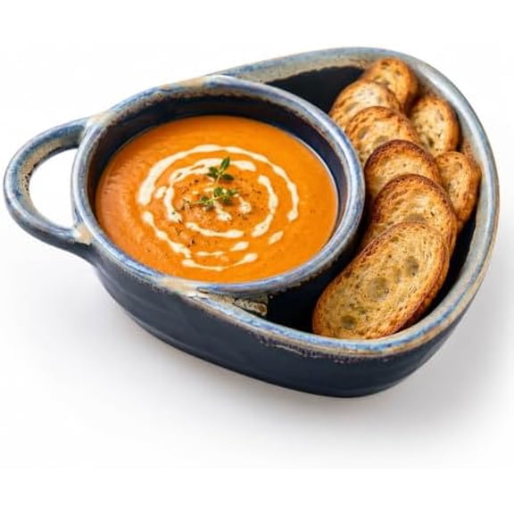 Clearance! Ceramic Soup And Sandwich Bowl, 2-in-1 Split Bowl with Handle, Microwave & Dishwasher Safe Breakfast Bowl for Home Kitchen