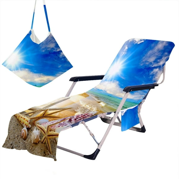 Clearance Chair Cover Beach Towel with Pockets,Beach Chair Cover with Side Pockets, Multipurpose Microfiber Quick Drying Camp Towels Oversized Slip for Patio Chaise Seat Lounge Chair Cover
