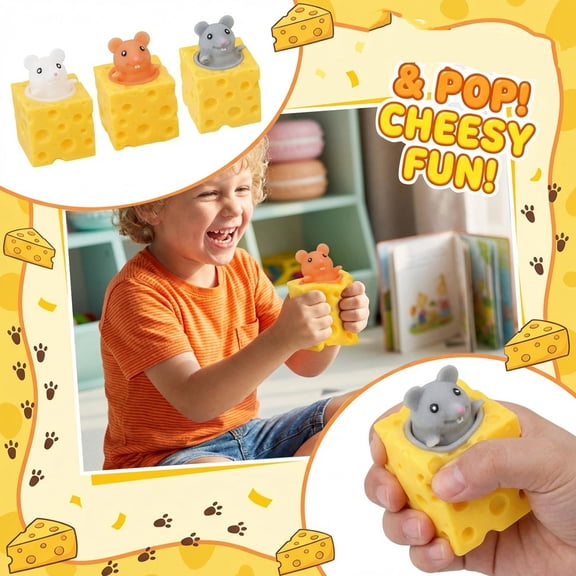 Clearance! Cheese Mouse Squishy Prank Toy - Slow Rising Squishy Stress Relief Ball for Office Fun, Soft Decompression Squishy Toy,Gray