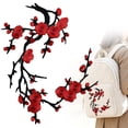 thumbnail image 1 of Clearance Cherry Blossom Patch, Embroidered Iron on Or Sew on Flower Applique with Branch Design for Backpack, Jacket, Jeans, Tote Bag, Dress and DIY Decoration, 14.6 x 5.5 Inch, 1 of 5