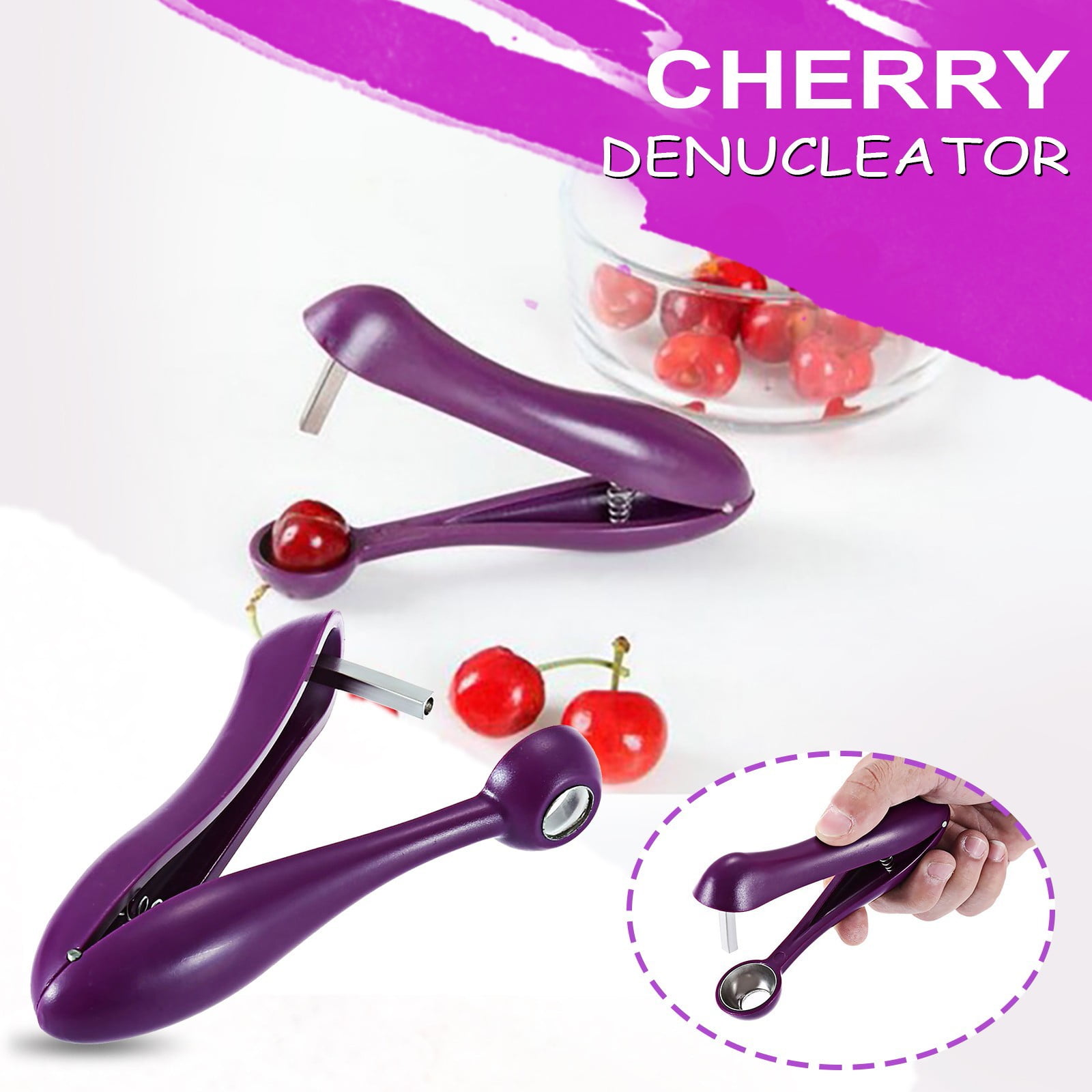 Cherry Pitter Tool - Removes Multiple Cherry Pits At Once, Easy Push-Down Design For Fast Prep