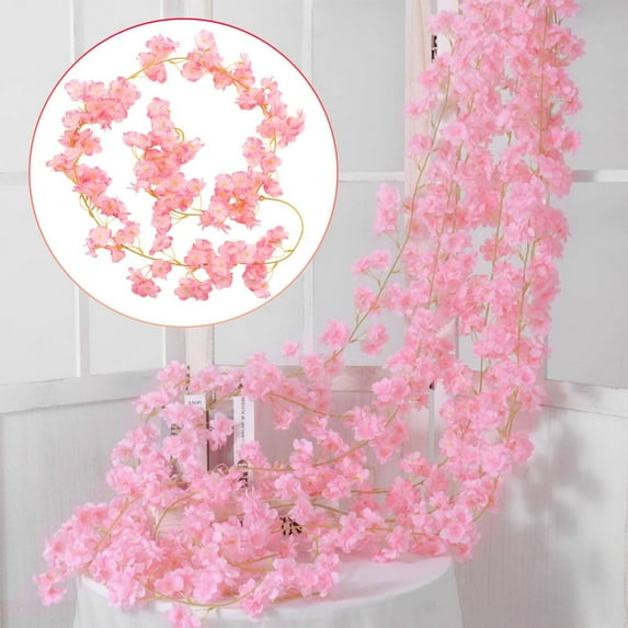Clearance! Cherry Vine Wrapped Air Conditioning Duct Decoration Plastic Flower Vine Tree Strips