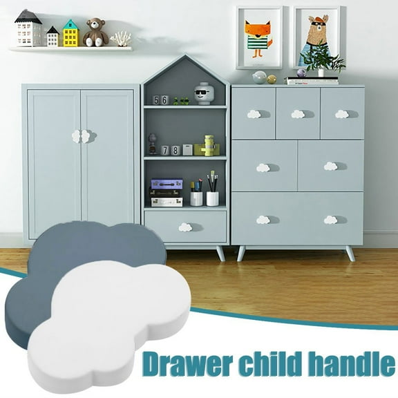 Children's Room Wardrobe Cartoon Handle Star Moon White Cloud Cabinet Door Drawer Children's Handle Gray
