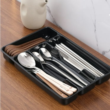 Clearance Chopsticks, Knife and fork Box Black Cutlery Box Silverware Organize Utensil Drawer Organizer Kitchen Spoon forks Cutlery Storage Organize Drawer Separation Finishing Flatware Holder Tray
