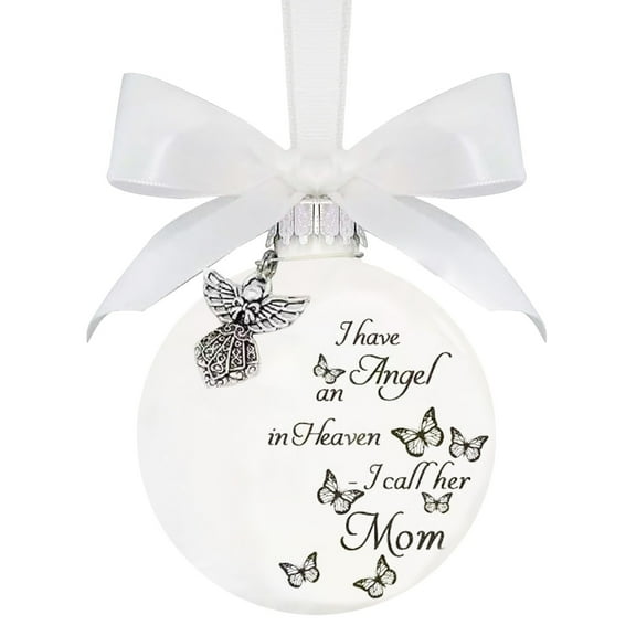 Clearance! Christmas Ball Memorial Ornaments Round Shape Butterfly Print Ornament Of Christmas Pendant For Memorial Relatives Christmas Ornaments Home Decor 3.5*3.5*3.5 in F