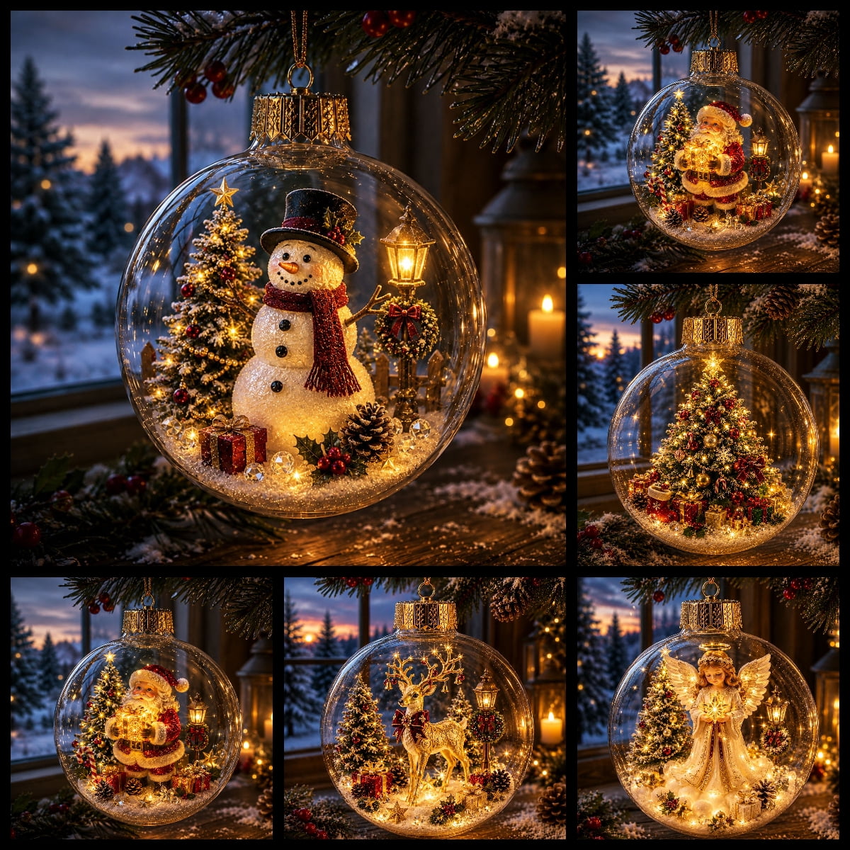 Clearance Christmas Ball Story Ornament, Light-Up Mini Holiday Scene Ornament with Warm LED Light, Christmas Decoration for Tree Home Party, Christmas Gift for Friends Family (Snowman)