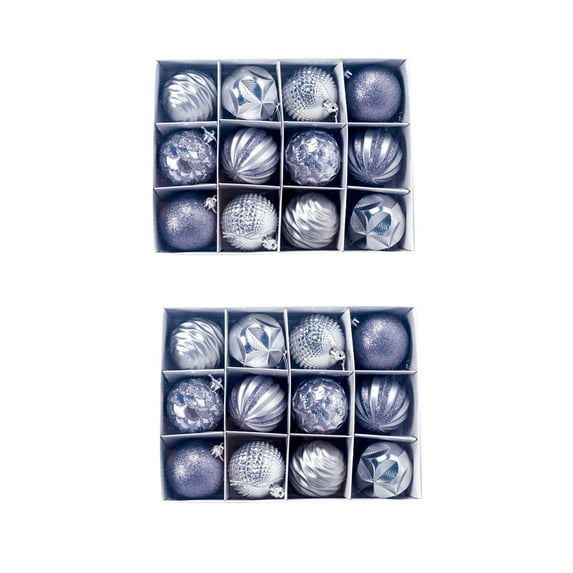 Hvmvliv Christmas Balls Ornaments (24pcs) Christmas Tree Wide 6Cm Balls Decorations Shatterproof Bauble Hanging Ball For Home Party Ornament Decor Silver