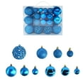 thumbnail image 1 of Christmas Balls Ornaments，50pcs 1.18" 1.57" 2.36" Pre-Strung Xmas Tree Decorations，Holiday Hanging Balls-3 Style Shatterproof Birthday Halloween Holiday Wedding Christmas Ornaments(Blue), 1 of 5