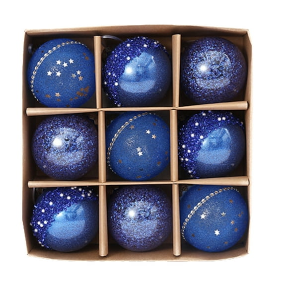 Hvmvliv Christmas Balls Ornaments (9pcs) Christmas Hanging Balls Ornament Set Shatterproof Balls For Christmas Tree Decoration For Holiday And Party Decoration Blue