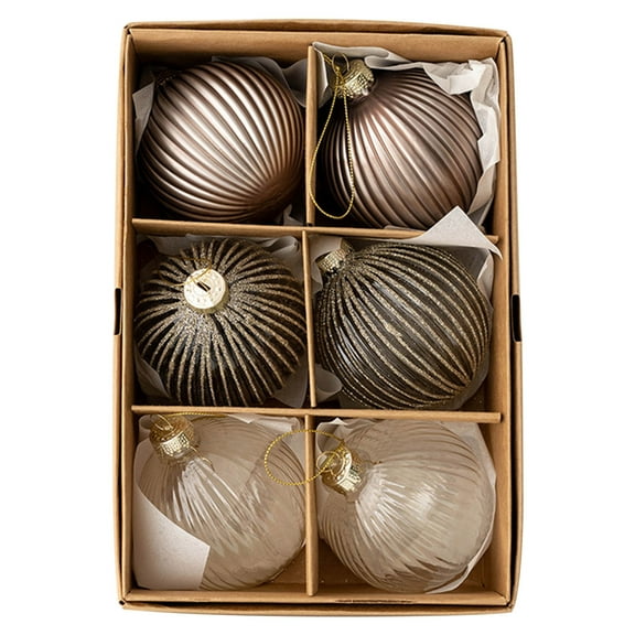 OAVQHLG3B Christmas Balls Ornaments For Xmas Tree,6Pcs White Christmas Tree Decorations, Tree Hanging Balls Muti-Color Christmas Balls Ornaments Set For Party