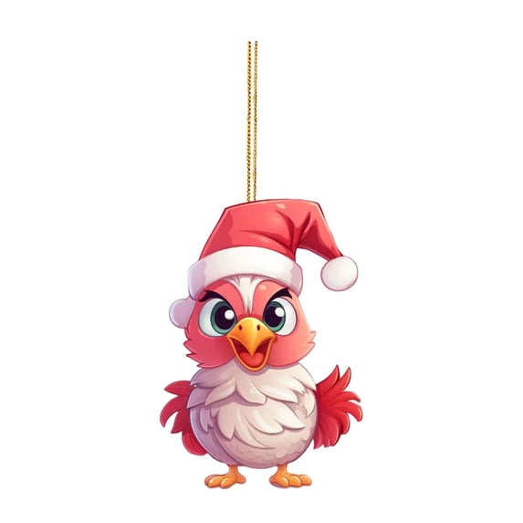 OAVQHLG3B Christmas Chicken Ornament Set, Funny Acrylic Chicken Xmas Tree Decorations, Hanging Chicken Decor with Hanging Rope Rooster Christmas Tree Pendants for Christmas Tree Door Window Car