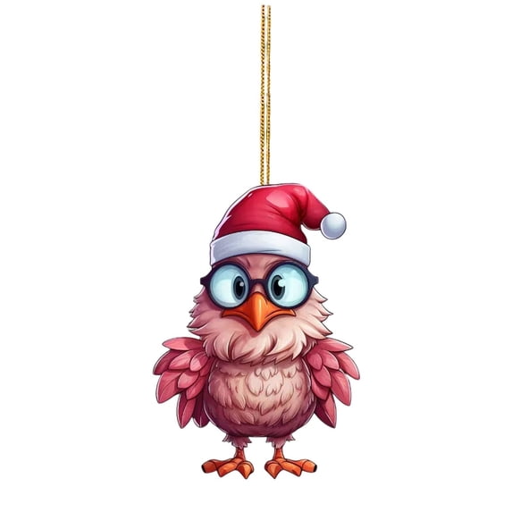 Clearance! Christmas Chicken Ornament Set, Funny Acrylic Chicken Xmas Tree Decorations, Hanging Chicken Decor with Hanging Rope Rooster Christmas Tree Pendants for Christmas Tree Door Window Car