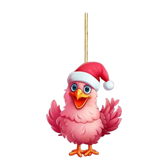 Clearance! Christmas Chicken Ornament Set, Funny Acrylic Chicken Xmas Tree Decorations, Hanging Chicken Decor with Hanging Rope Rooster Christmas Tree Pendants for Christmas Tree Door Window Car