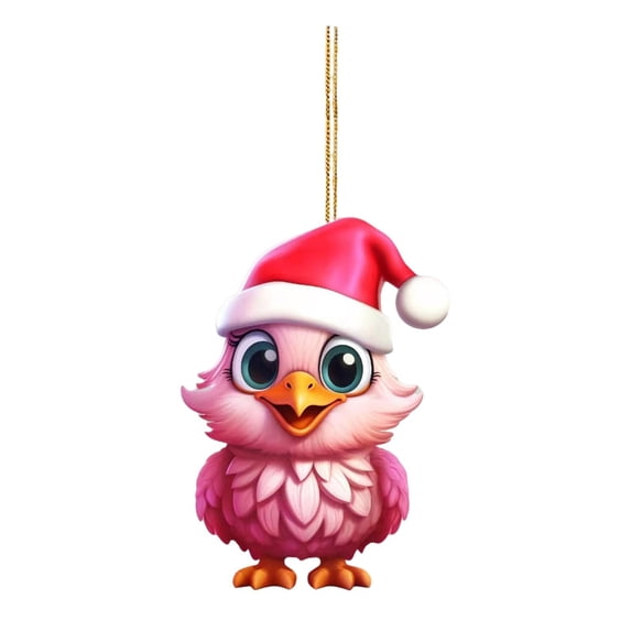 Clearance! Christmas Chicken Ornament Set, Funny Acrylic Chicken Xmas Tree Decorations, Hanging Chicken Decor with Hanging Rope Rooster Christmas Tree Pendants for Christmas Tree Door Window Car