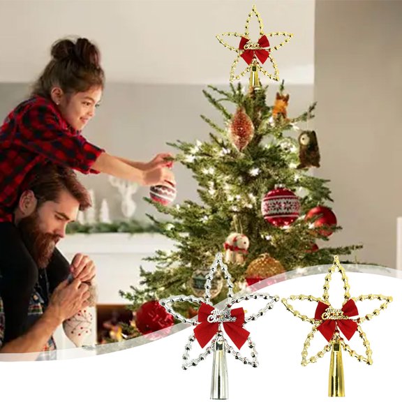 Clearance Christmas Decoration Christmas Hollow Star Tree Topper Christmas Decoration Holiday Tree Top Shatterproof Hollow Star Decoration