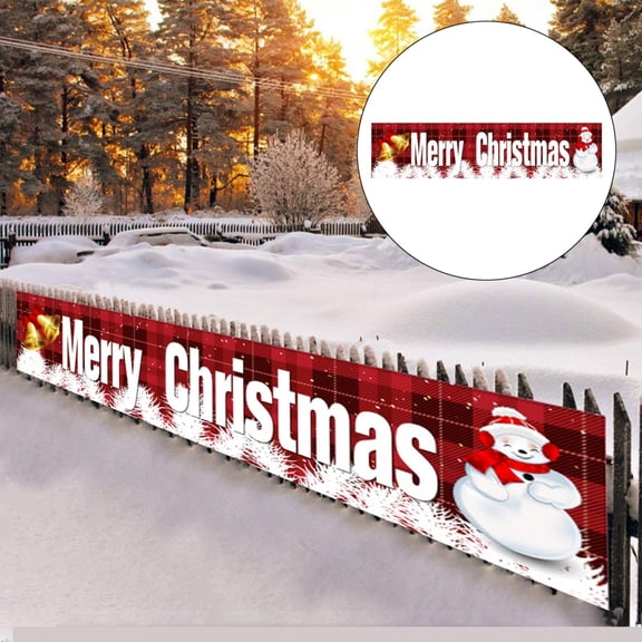 Christmas Decoration!Giyblacko Large Merry Christmas Banner Double Printed Xmas Decoration Snowman Christmas Tree Hanging Santa Holiday Party Home Decor For Outdoor Indoor Yard Garden Porch