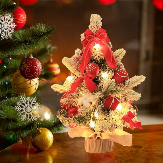 Clearance Christmas Decoration! Mini Artificial Christmas Trees Xmas Desktop Decoration Tree Set Tabletop Christmas Tree with Lighting Effects for Christmas Tabletop Decorations