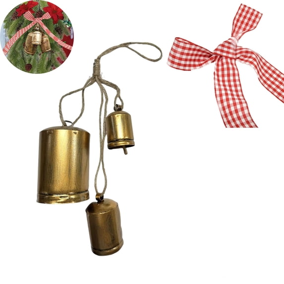 Clearance Christmas Decorations Christmas Decor Xmas Gifts Set Of 3 Christmas Bell Brass Cow Shabby Style Metal Hanging Giant Cow Bells Decor