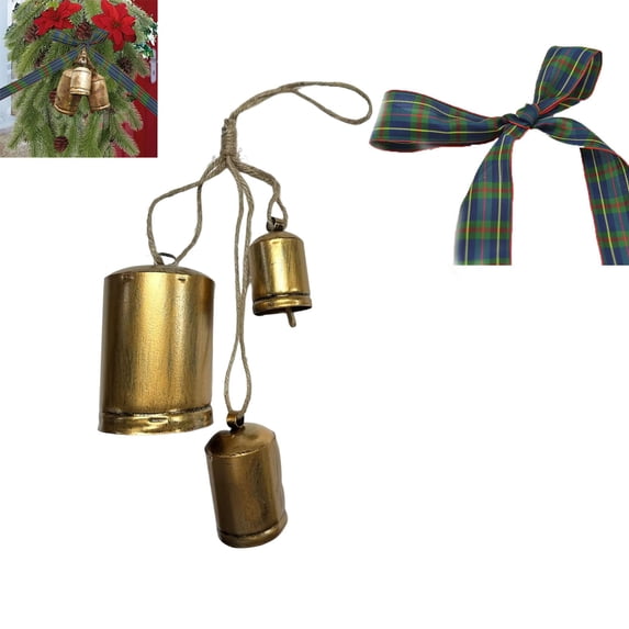Clearance Christmas Decorations Christmas Decor Xmas Gifts Set Of 3 Christmas Bell Brass Cow Shabby Style Metal Hanging Giant Cow Bells Decor
