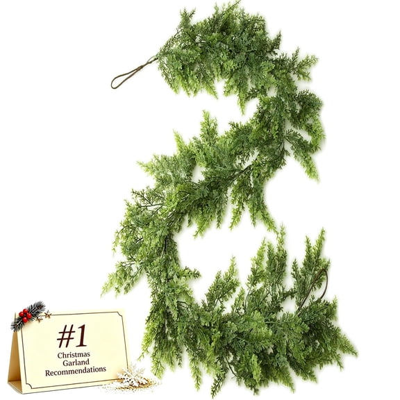 Clearance! Christmas Decorations Indoor – 5.9 Ft Christmas Pine Needle Garland, Artificial Greenery Garland , Hanging Decor for Fireplace Mantel Tree Party, Winter Holiday Home Decor(E)