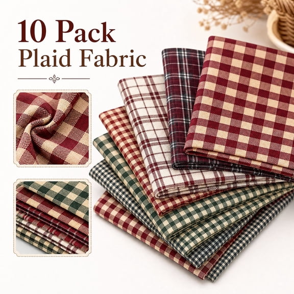 Clearance! Christmas Fabric For Quilting Patchwork DIY Sewing Crafts - Precut Cotton Fabric Squares, Assorted Plaid Checkered Gingham Printed Holiday Fabric Bundle