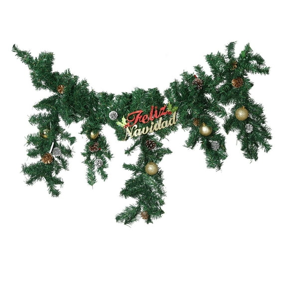Christmas Garland with Lights, 1.2m/4ft Christmas Garland with 30 LEDs String Lights Battery Powered, Christmas Decorations Artificial Indoor for Stairs, Fireplace, Door, Xmas Trees, Garden