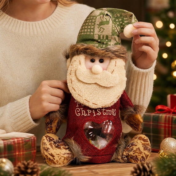 Clearance! Christmas Gift Bags Zipper Design, Reusable Fabric Christmas Gift Bags, Gnome