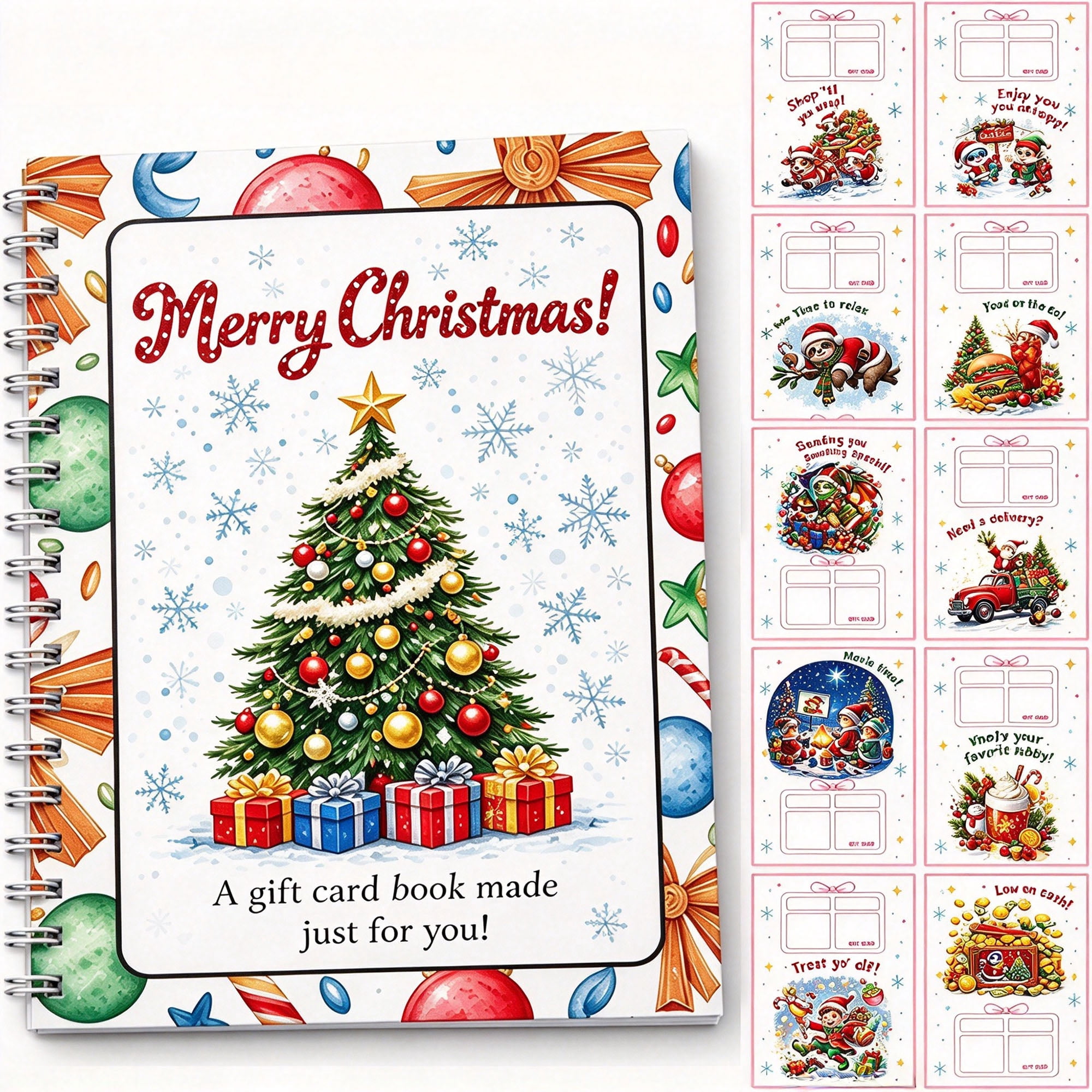 Treee Binding Clearance! Christmas Gift Card Book, 6x8.3In DIY Spiral Bound Gift Card ...