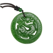 Clearance! Christmas Gifts Moocorvic Jewelry & Fashion Green Jade Pendant Medal Dragon Hollow Carving Jade Pendant Medal Dragon Hollow