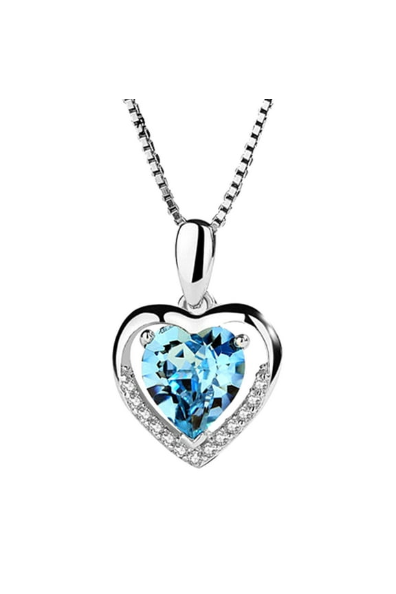 Christmas Gifts Moocorvic Necklace Heart Crystal Stone Pendant Chain Necklace Womens Jewellery